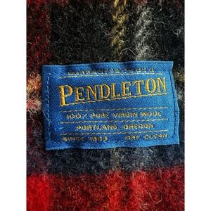 Pendleton 100% Wool Throw Blanket Plaid Fringed About 53x62 Inches